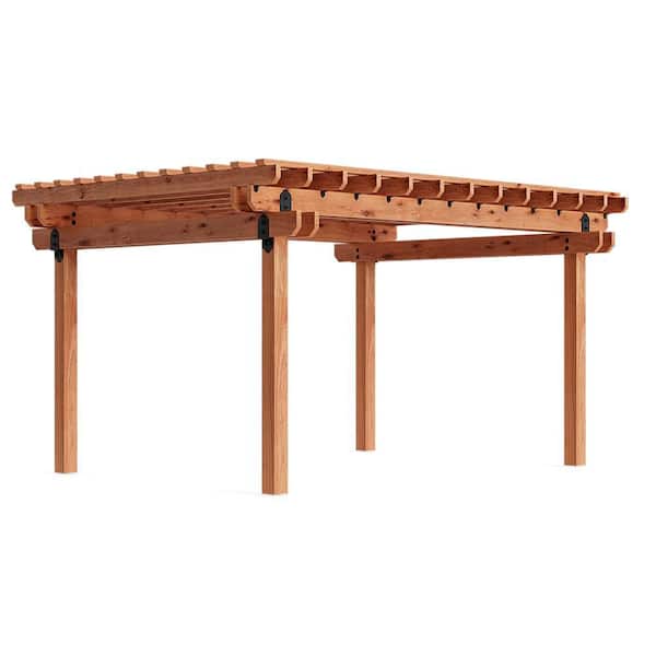 Pro Assembled Deluxe 14 ft. x 16 ft. Premium North American Timber Outdoor Patio Pergola with Solid Posts