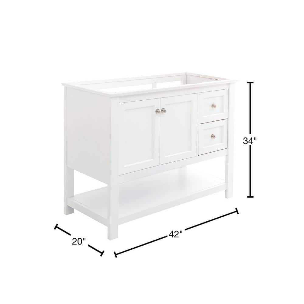 Manchester 42" White Solid Wood Freestanding Bathroom Vanity Base