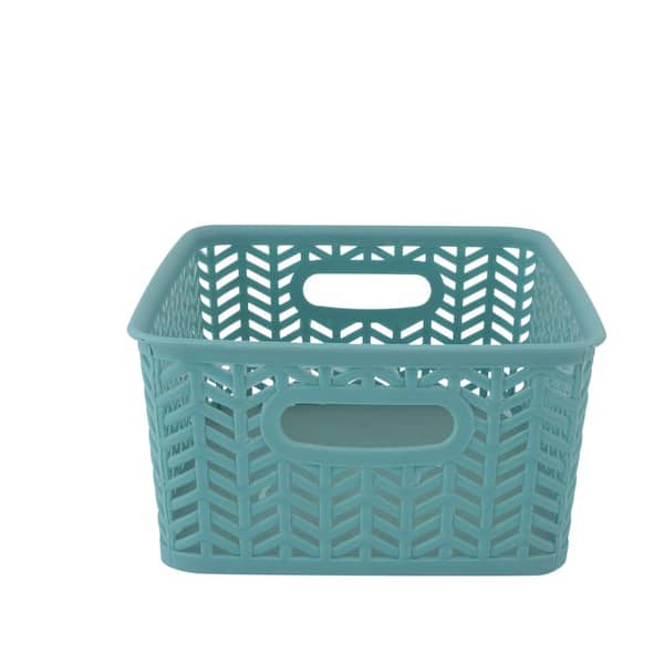 Simplify 25173-Dusty-3Pk Herringbone Storage Basket, Small, Dusty Blue, 3 Count