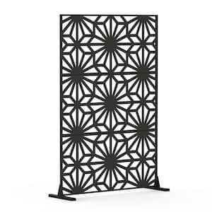 71 in. H Freestanding Metal Privacy Screens, Decorative Privacy Screen for Balcony Patio Garden, Sun Flower Shape