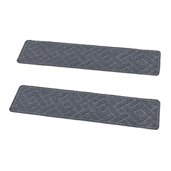 Gray 8 in. x 30 in. Polyester Stair Tread Cover Set of 15 with Non-Slip Surface and Peel & Stick Adhesive