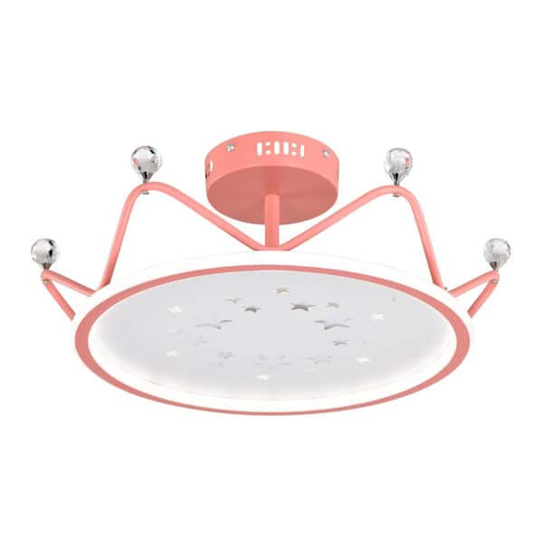 GREENVILLE SIGNATURE Sotiras 20.5 in. 1-Light Pink LED Semi-Flush Mount with Star Pattern