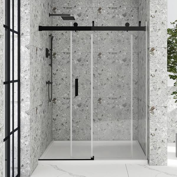 JimsMaison 60 in. W x 72 in. H Double Sliding Framed Shower Door in Black  Finish with Tempered Glass J-GBSD2-60B - The Home Depot