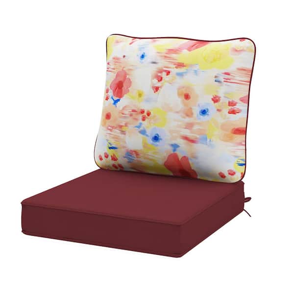 AAAAAcessories 22 in. x 24 in. Outdoor Deep Seating Lounge Chair Cushion, Thicken Pad Chair Cushion Set in Flower (1-Pack)