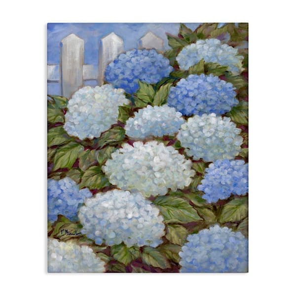 Blue and White Hydrangea by Paul Brent Unframed Nature Graphic Art Print 48 in. x 36 in.