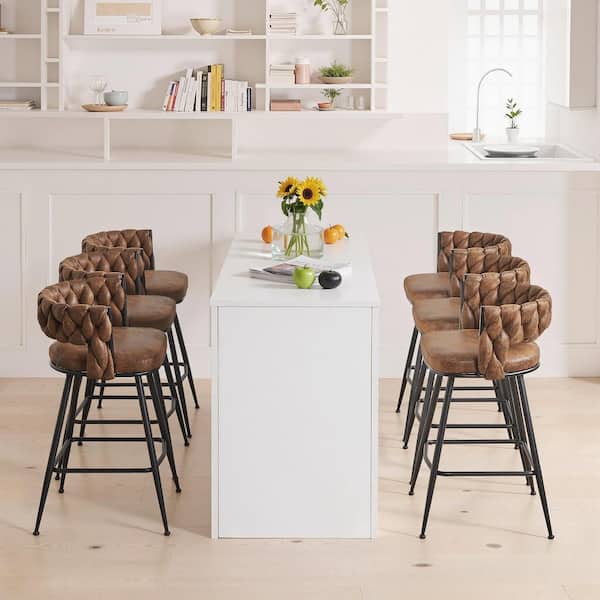 VECELO 26 in. Braided Bar Stools Set - Counter Height Metal