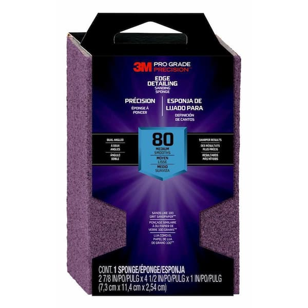 3M Pro Grade Precision 2-7/8 in. x 4-1/2 in. x 1 in. 120-Grit Fine Dual Angle Edge Detailing Sanding Sponge