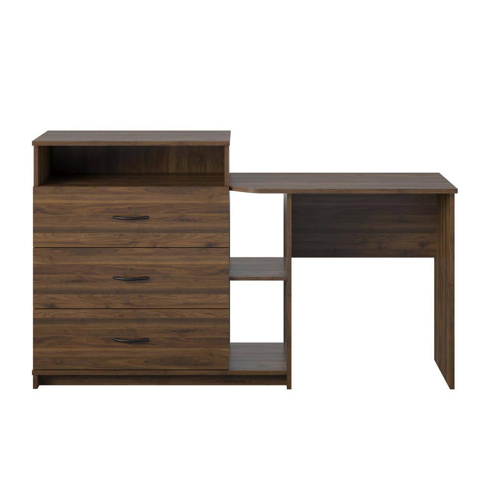 Sonnet 3-Drawer Walnut Media Dresser and Desk (34.69 in. H x 59.21 in. W x 
