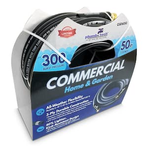 5/8 in dia. x 50 ft. Black Nitrile Rubber Multi-Purpose Hot/Cold Water Hose: Commercial, Home & Garden, BP 300-Piece