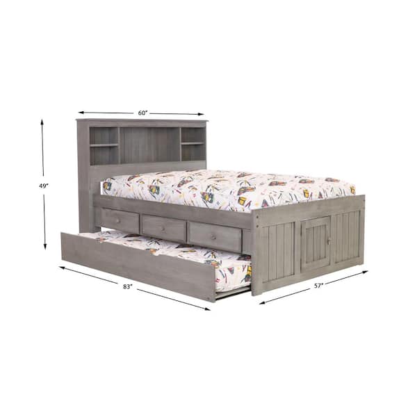 Captains Bookcase Bed With 3 Drawers, White Bookcase Bed With Trundle