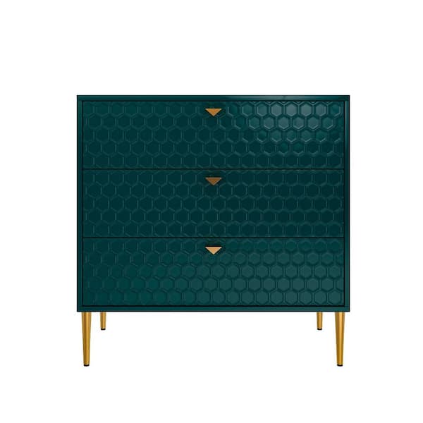 sumyeg Green 32.28 in. H Freestanding 3 Drawers Accent Storage Cabinet with Adjustable Foot Nails