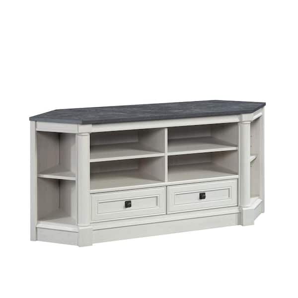 SAUDER Palladia 61.102 in. Glacier Oak Corner TV Stand with Drawers Fits TV's up to 60 in.