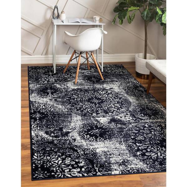 Unique Loom Pool Indoor/Outdoor Modern Rug Blue/Ivory 8' x 11' 4