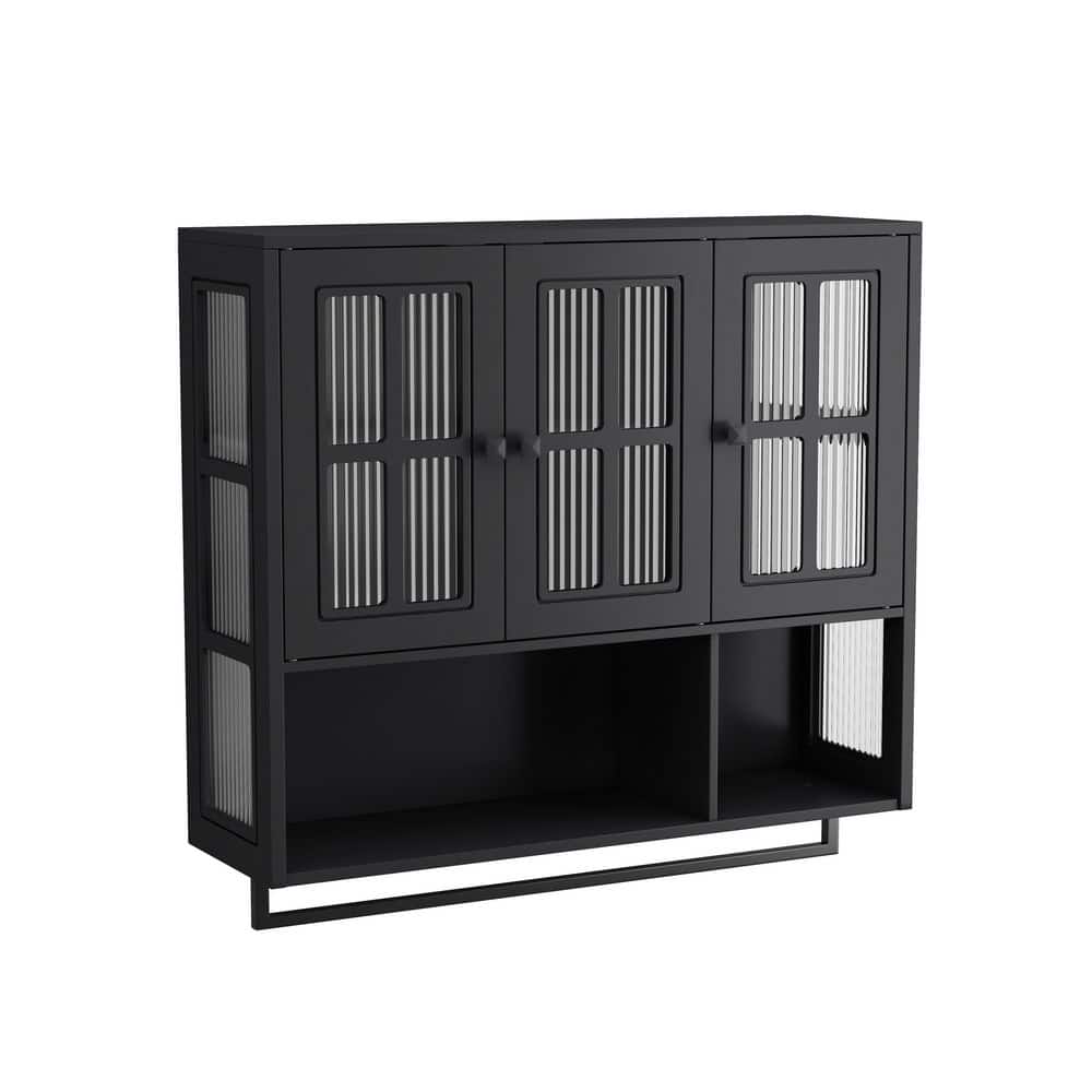34.65 in. W x 32.48 in. H Rectangular Black MDF Surface Mount Medicine Cabinet without Mirror price history on PriceWatchPro
