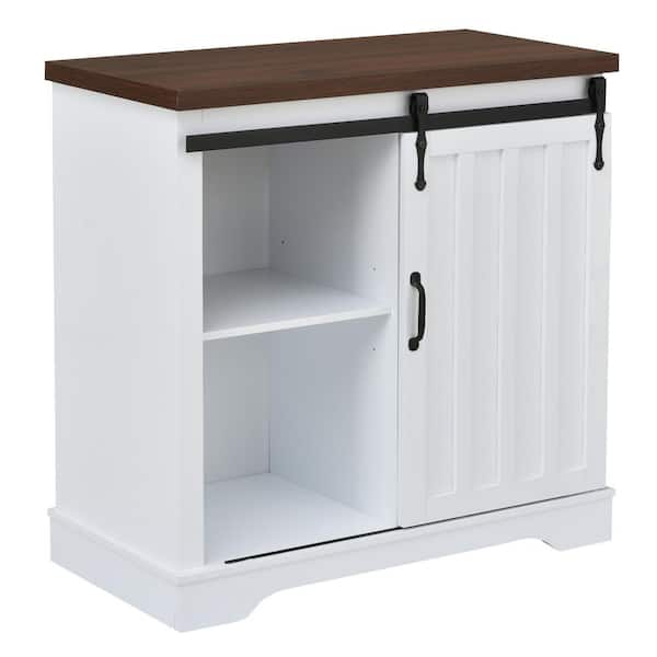 WarmieHomy 31.5 in. W x 15.7 in. D x 31.9 in. H Ready to Assemble Bathroom Storage Kitchen Cabinet with Door and Shelf in White