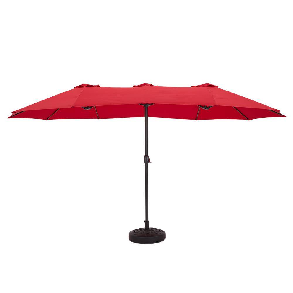 15 ft. x 9 ft. Metal Market Patio Umbrella in Red