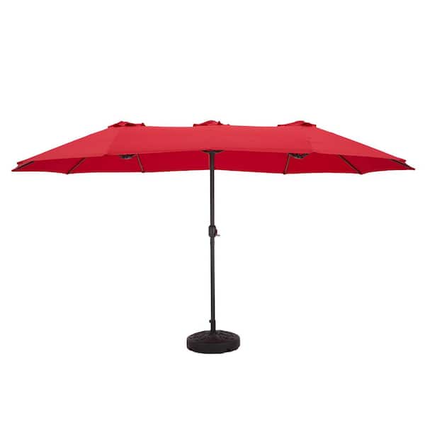 Unbranded 15 ft. x 9 ft. Metal Market Patio Umbrella in Red