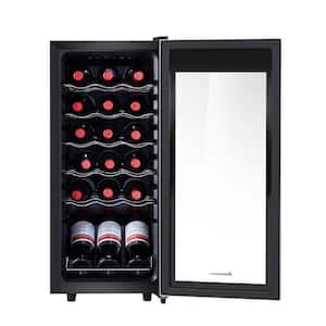 Single Zone 18-Bottle Free Standing Compressor Wine Cooler with Glass Door