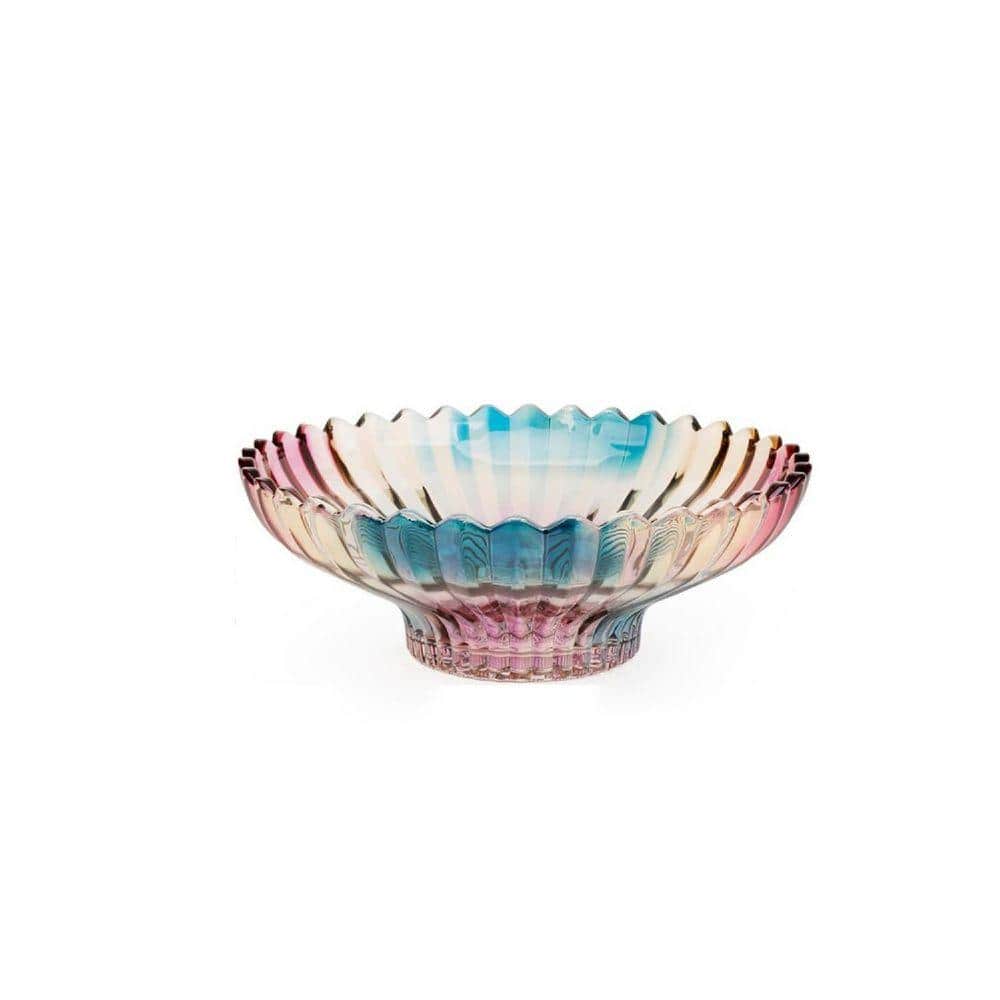 12 in. Multi-colored Crystal Glass Fruit Bowl kitchen decor