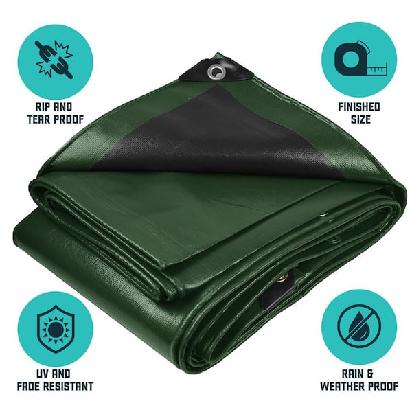 CORE TARPS 10 ft. x 10 ft. Green/Black 16 Mil Heavy Duty