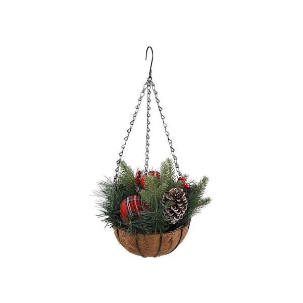 Flora Bunda 13 in. Artificial Plants Chiristmas Hanging Basket