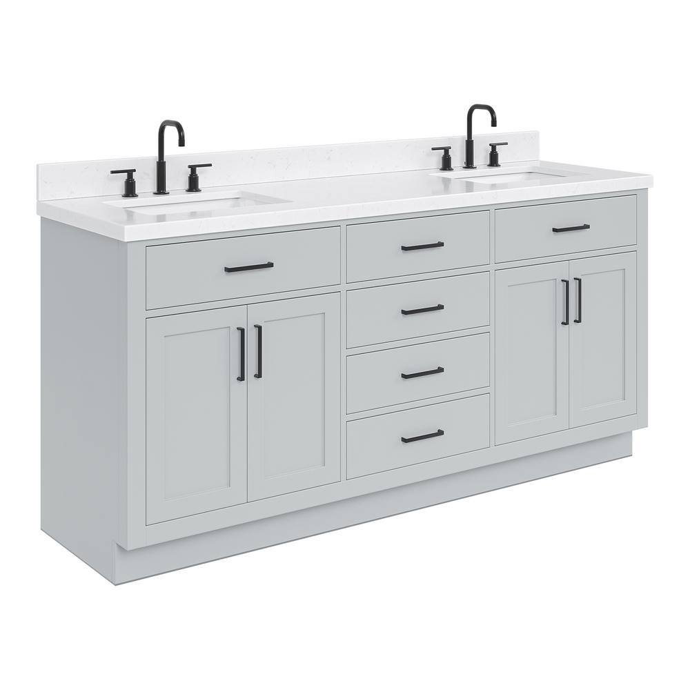 Hepburn 72" Gray Hardwood Double Basin Freestanding Vanity