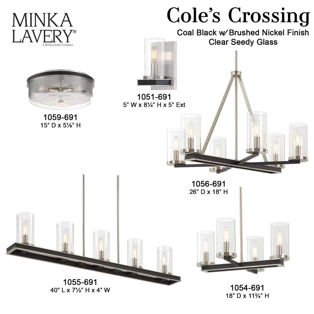 Coal & Brushed Nickel Seedy Glass 3-Light Flush Mount