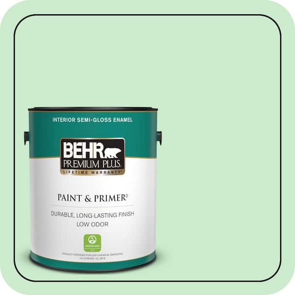 BEHR PREMIUM PLUS 1 gal. #P390-2 Chilled Mint Semi-Gloss Enamel Low Odor Interior Paint & Primer