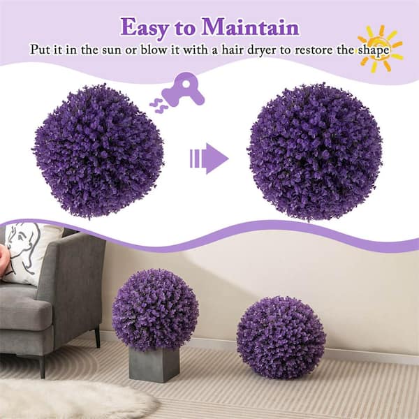 24 Pack Artificial Topiary Ball Trees - UV Resistant Fake Plants With Ground Spikes For Outdoor Decor