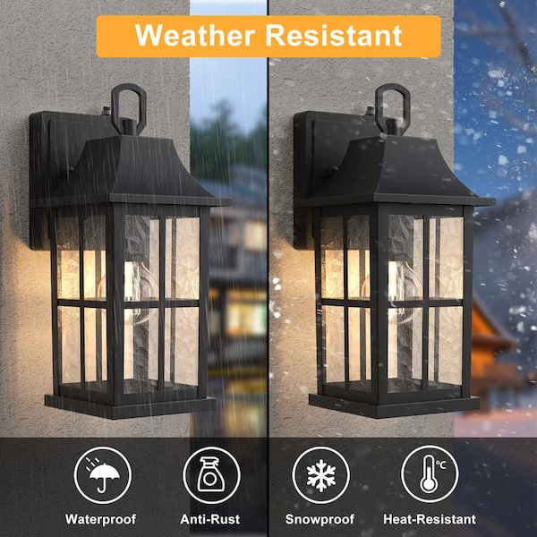 Maxax Hawaii 13 in. 1-Light Black Hardwired Outdoor Aluminum