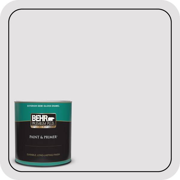 BEHR PREMIUM PLUS 1 qt. #PR-W02 Early Crocus Semi-Gloss Enamel Exterior Paint & Primer