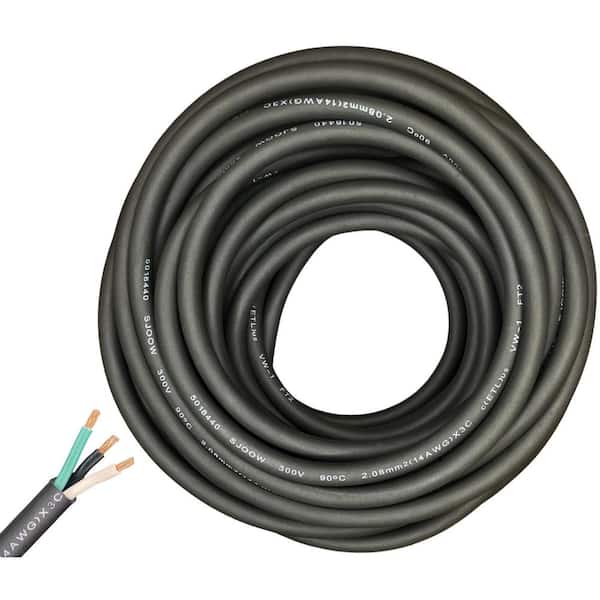 WindyNation 200 ft. 14/3 14-Gauge 3 Conductor 300-Volt Black SJOOW Cable Cord