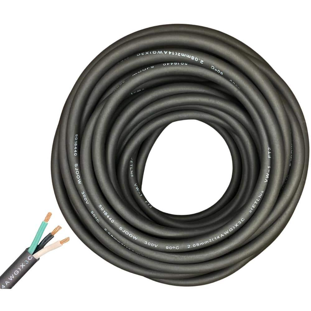 Windynation 25 Ft 143 14 Gauge 3 Conductor 300 Volt Black Sjoow Cable Cord 14g 3c Sjoow 25 3982