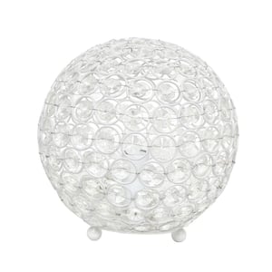 8 in. White Crystal Ball Sequin Table Lamp