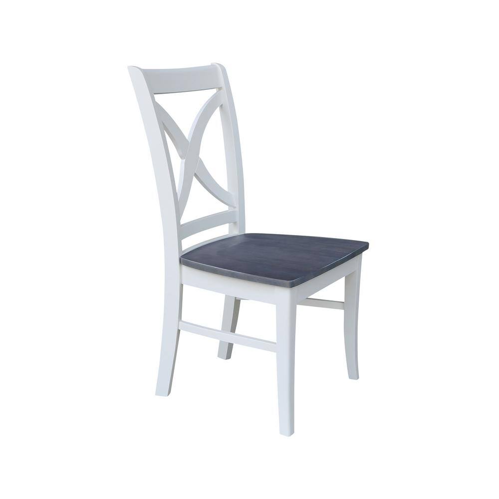 Gray Cross Back Solid Wood Side Chair