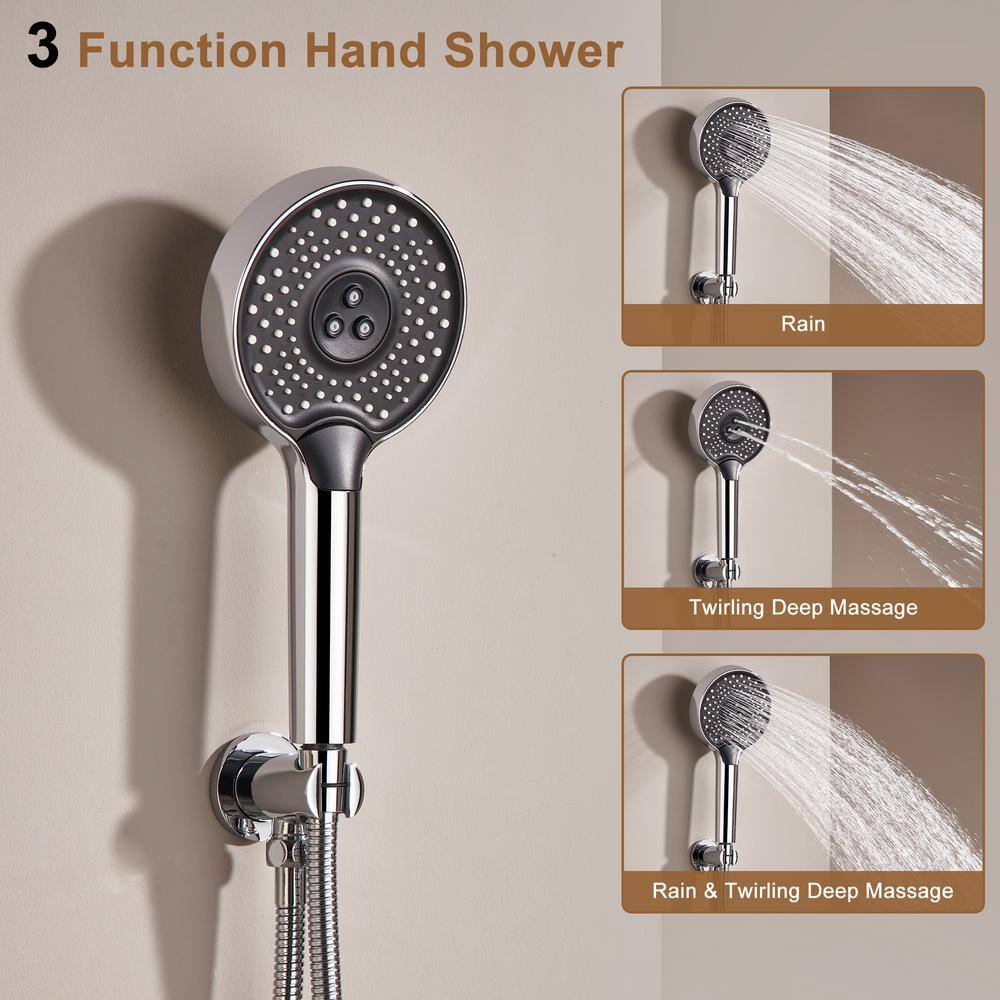 Chrome Dual Head Thermostatic Rain Shower System with Handheld
