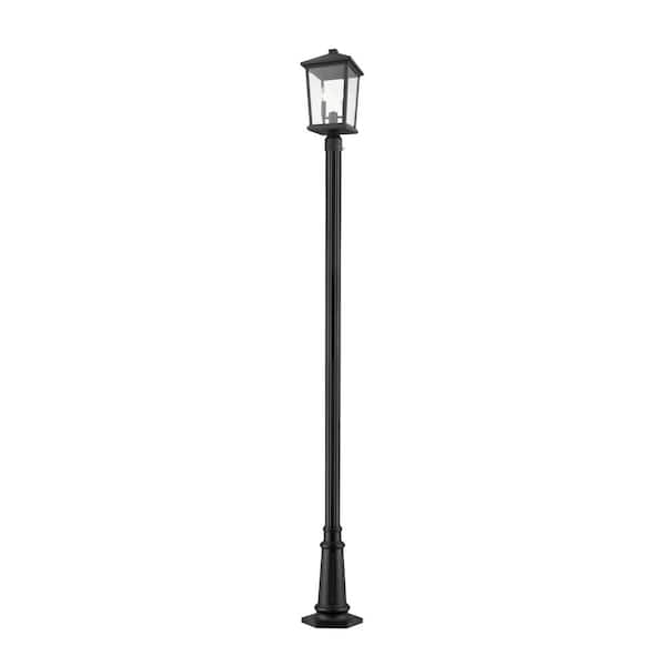Unbranded Beacon 2-Light Black 103.25 in. Aluminum Hardwired Outdoor Weather Resistant Post Light Set with No Bulb Included