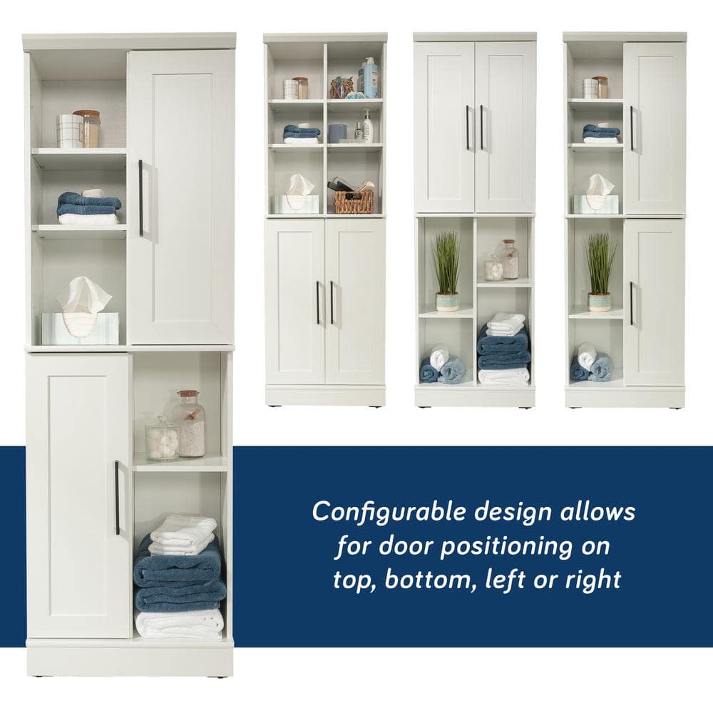 Soft White Adjustable Shelves 2-Door Storage Cabinet