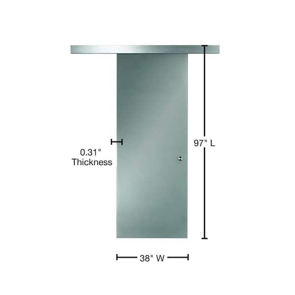 Pinecroft 38 in. x 97 in. Glass Sliding Barn Door with Hardware