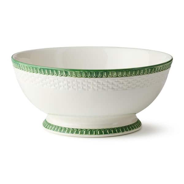 Le Jardin 120 fl. oz. Green Stoneware Embossed Rattan Deep Bowl