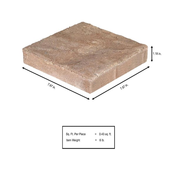 Milano Medium 7.75 in. x 7.75 in. x 1.25 in. Ashley River Blend Concrete Paver
