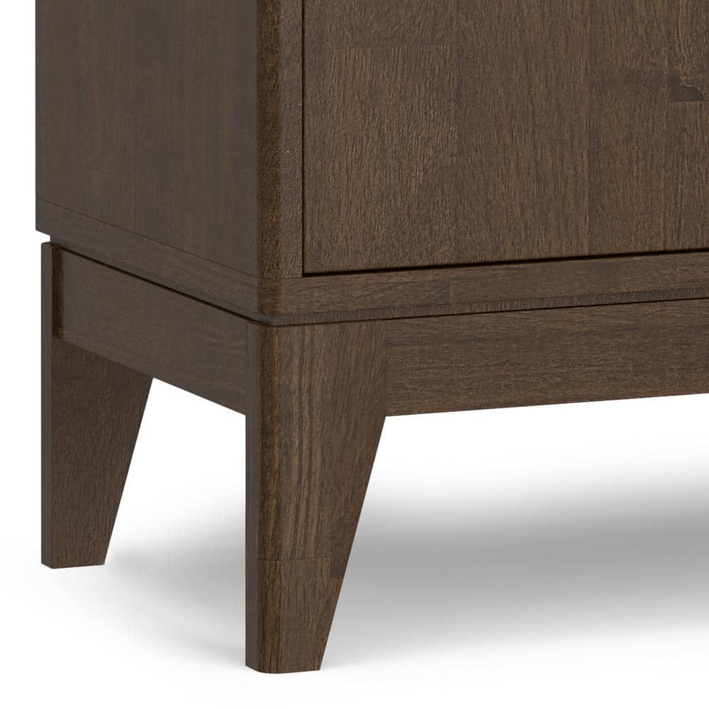 Walnut Brown Solid Wood Freestanding Office Cabinet with Adjustable Shelving