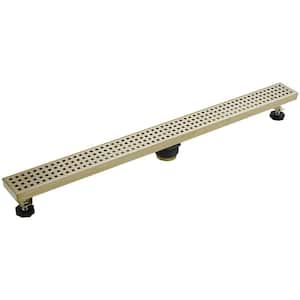 32 in. Stainless Steel Linear Shower Drain with Slot Pattern Drain Cover in Brushed Gold