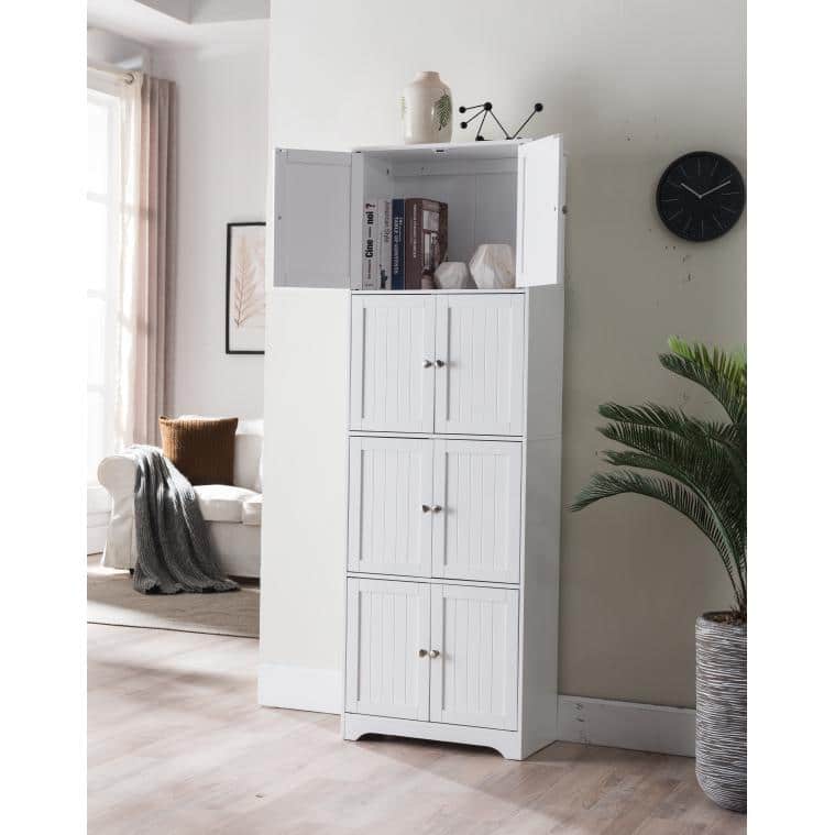 White 68" Tall Office Cabinet with Adjustable Shelving