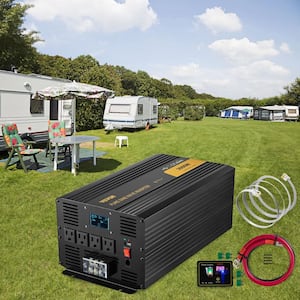 Pure Sine Wave Power Inverter 3000-Watt Car Inverter DC 24-Volt to AC 120-Volt with USB Port LCD Display Remote Control