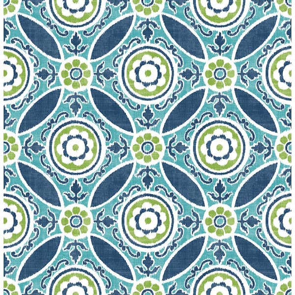 A-Street Prints Maya Teal Medallion Paper Strippable Roll (Covers 56.4 sq. ft.)