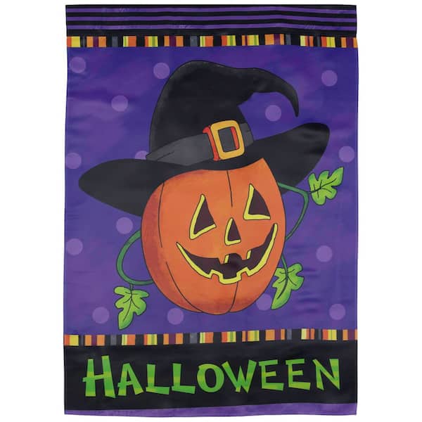 Happy Halloween Pumpkin in a Witch Hat Outdoor House Flag 28" x 40"