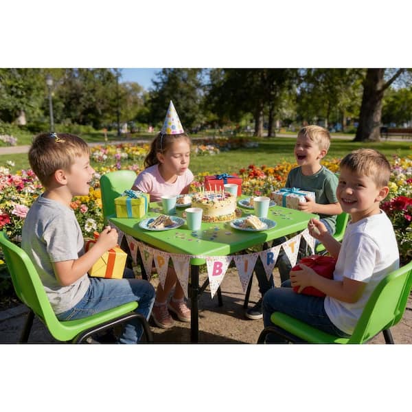 HDX 2 ft. Green & Black Indoor/Outdoor Small Square Folding Kids