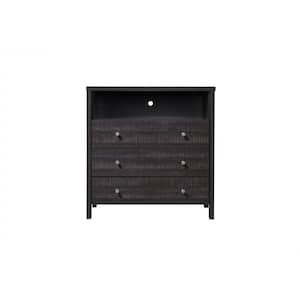 3-Drawer Walnut Dresser with 1-Open Shelf 37 in. H x 19.5 in. W x 35.5 in. D