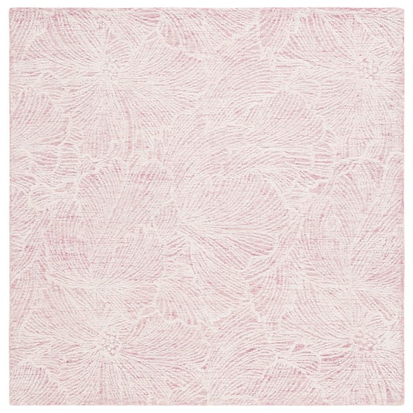 SAFAVIEH Ebony Pink/Ivory 6 ft. x 6 ft. Floral Square Area Rug